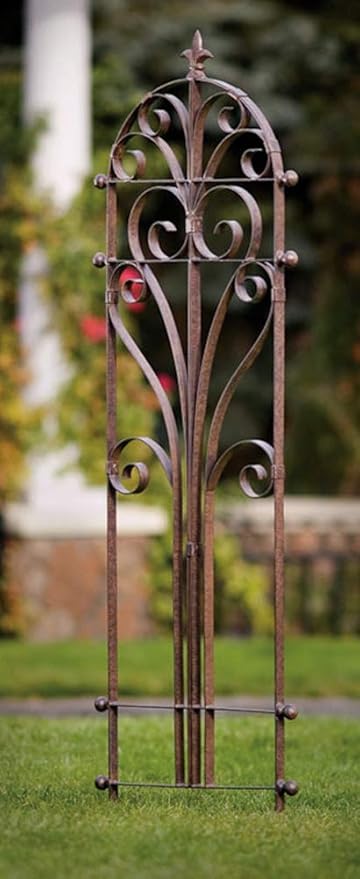 H Potter Metal Garden Trellis 58 Installed Height — 24-Lb Heavy Duty Iron Climbing Trellis for Roses Ivy &amp Clematis — 70 Overall with Ground Spikes