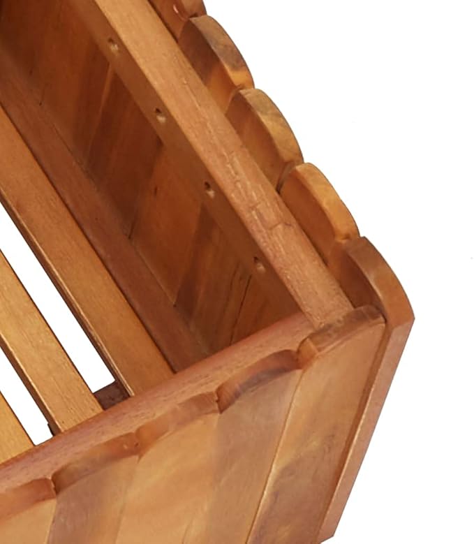 Solid Acacia Wood Raised Garden Planter Box 19.7 x 19.7 x 9.8 in Compact Rustic Flower Bed for Patio Balcony &amp Outdoor Herbs
