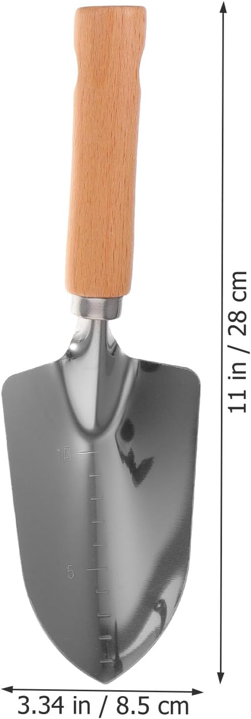 4pcs Garden Tools Set with Wooden Handles – Wide Shovel Pointed Shovel 3-Prong Rake and 3-Prong Hoe – Handheld Gardening Tools Kit for Planting Weeding and Outdoor Yard Work