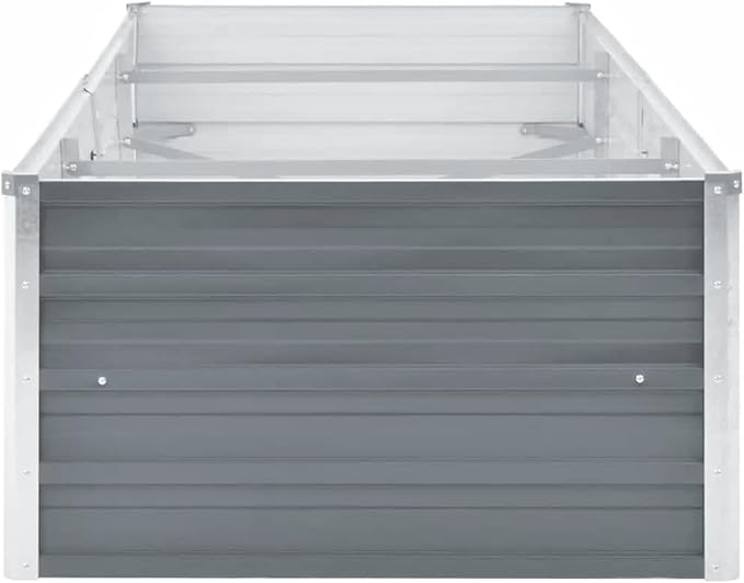 Gray Galvanized Steel Raised Garden Bed - Deep &amp Wide Weather-Resistant Easy Assembly