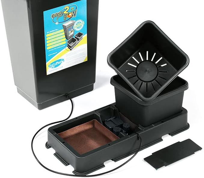 AutoPot 2 Pot easy2grow System (2.2 Gallon Plastic Pots) (*Includes AIRBASES &amp AIRDOMES) Dual-Pot Self-Watering Gravity-Fed System (2Pot - 2.2 Gallon - 12.4 Gallon Tank)