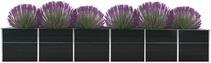 Galvanized Garden Raised Bed Kit Outdoor Galvanized Planter Garden Boxes for Vegetables Large Planter Raised Beds Galvanized Steel 189x31.5x30.3 Anthracite