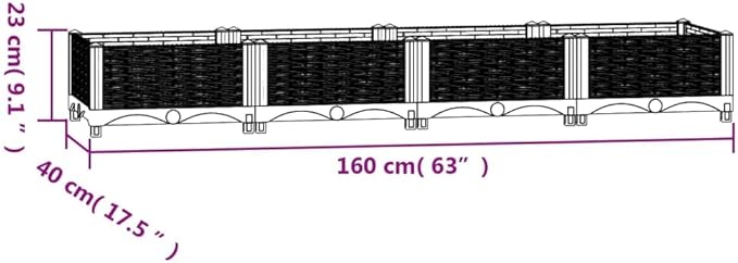 Raised Bed PlanterGarden BedGalvanized Raised Garden BedPlanter Raised bedsGalvanized Planter63x15.7x9.1 Polypropylene