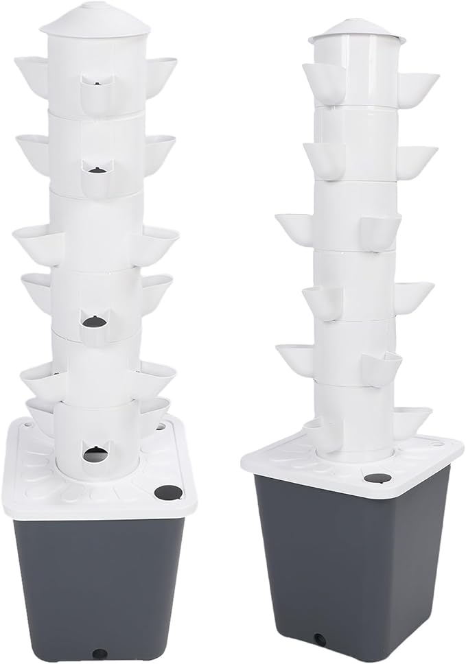 TOPINCN 18 Pots Hydroponics Tower System Vertical Hydroponic Growing System for Fruits Vegetables Space Saving Garden Planter Hydroponic Tower with 10L Watertank for Indoor and Outdoor