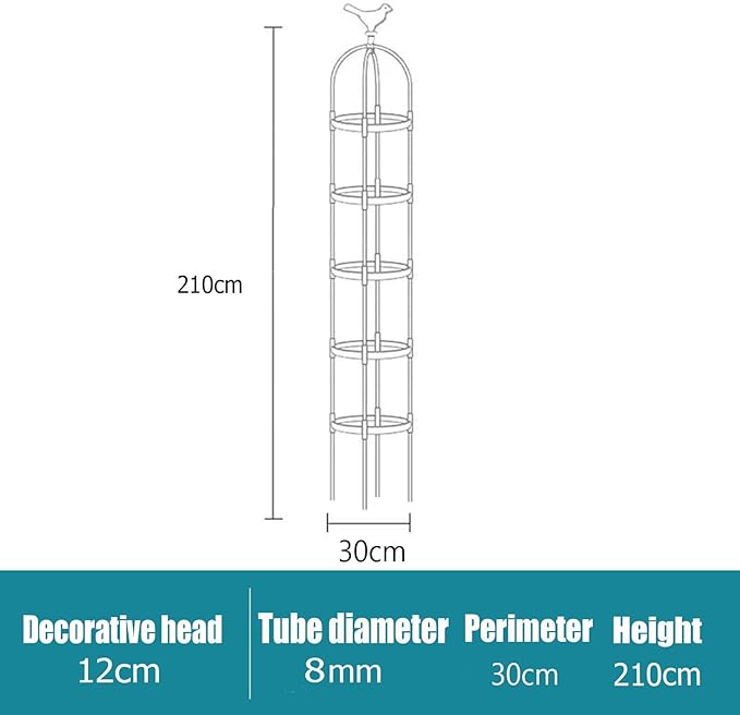 Garden Trellis for Climbing Plants Metal Garden Obelisk Trellis for Climbing Plants Outdoor with Auto Sensor Solar Light for Raised Beds Vines Cucumbers Tomato Cage(30 * 210cm/11.8*82.6)