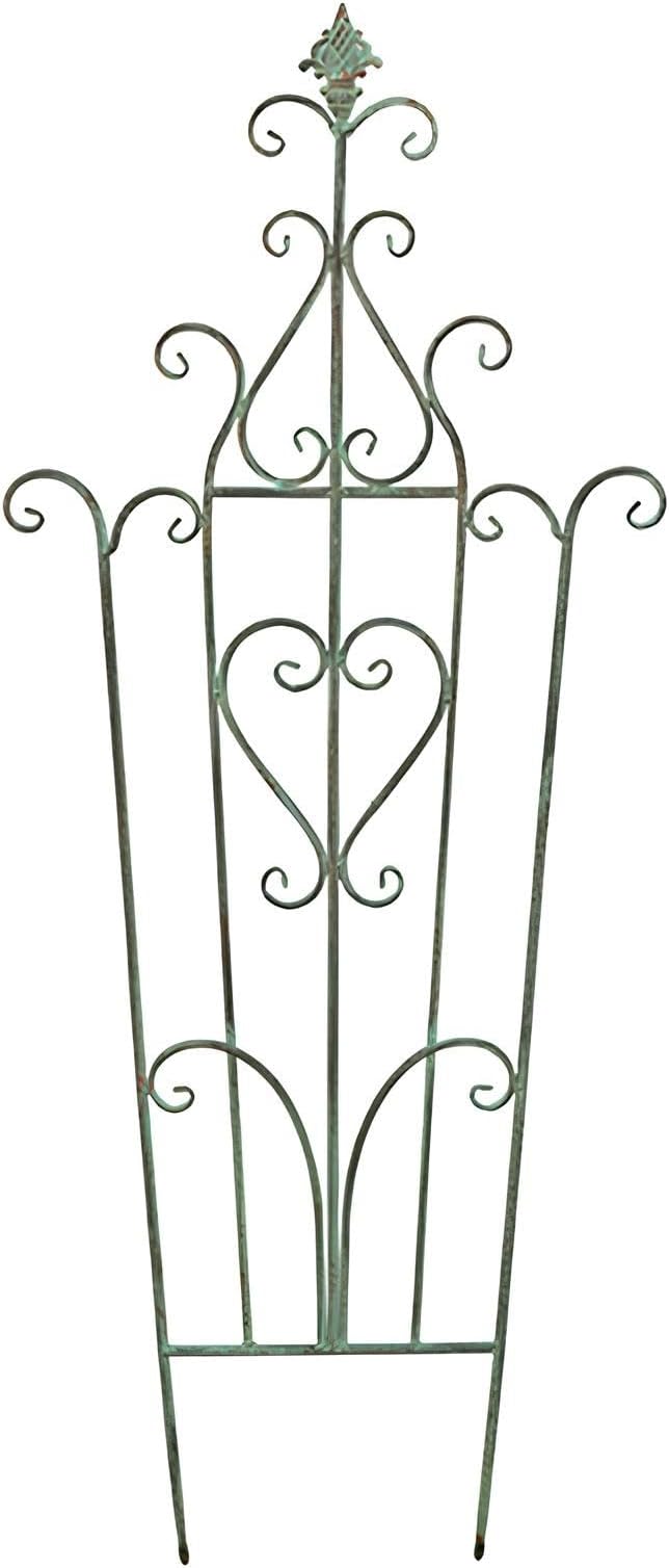 Metal Trellis for Outdoor Climbing Plants Green Antique-Style Vintage Garden Trellis Roses Vines Flowers(B)