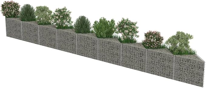Outdoor Garden Gabion Wall Gabion Stone Basket Planter Raised Vegetable BedSteel Garden Decoration Galvanized Steel 248x11.8x19.7 -AA