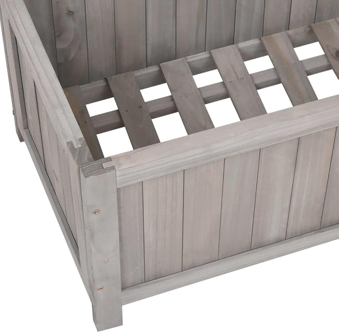 Garden Trellis Planter Standing Planter Gardening Box Patio planters Raised Flower Bed Suitable for Nursery Orchard Courtyard Corridor Gray 27.6x11.8x53.1 Solid Firwood