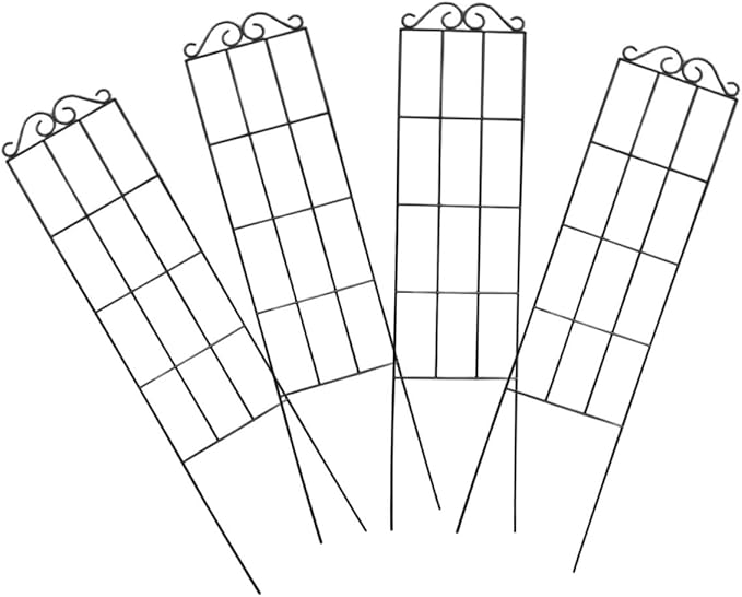 VILLCASE 4pcs Garden Plant Climbing Trellis Frame Metal Support for Vines Potted Plants Indoor Outdoor Gardening 50x15cm Black Climbing Stem Holder