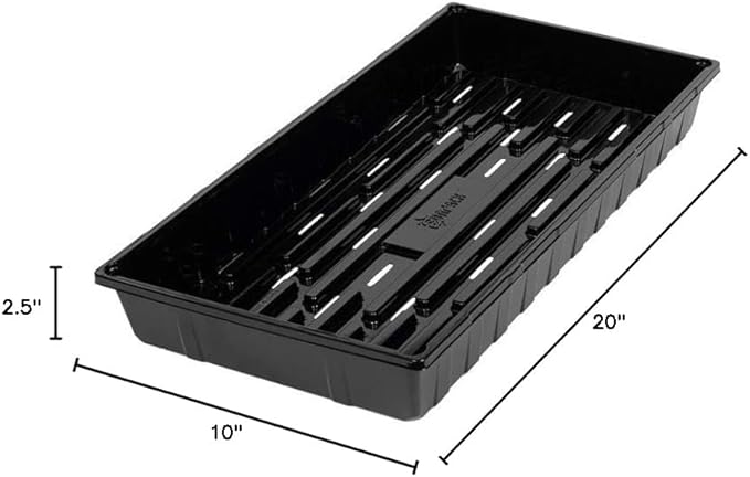 SUNPACK 10 x 20 Seed Starting Tray Black 2.5 (Pack of 10) - with Drainage Holes Perfect for Greenhouses or Indoor Gardening - Ideal for Seedlings and Cuttings