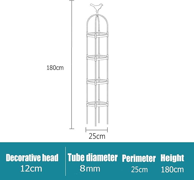 Garden Trellis for Climbing Plants Metal Garden Obelisk Trellis for Climbing Plants Outdoor with Auto Sensor Solar Light for Raised Beds Vines Cucumbers Tomato Cage(25 * 180cm/9.8*11.8)