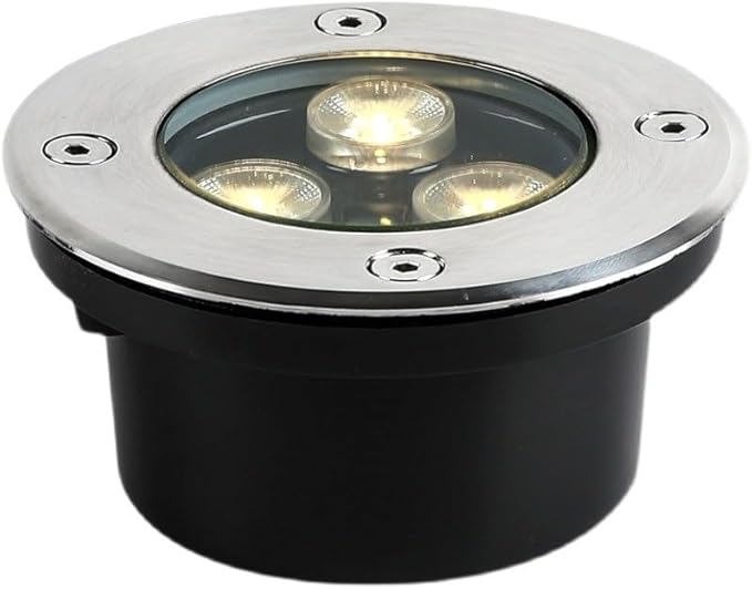 Outdoor Landscape Lights - Underground Light LED AC 12V Low Voltage Embedded Spotlight IP67 Waterproof Round Ultra-Thin Path Light Garden Courtyard Decorative Floor Lamp(White5W) (Warm White Colo