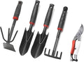 5-Piece Garden Tool Set: Shovel Pruner Hoe Rake