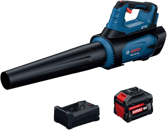 BOSCH GBL18V-450N18 18V Blower Kit 450 CFM Air Flow and 123 MPH Air Speed for (Includes: Blower 8Ah Battery Charger)
