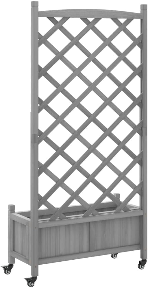 Planter with Trellis Steel Grid Galvanized Wire Cages Rock Retaining Wall for Garden Landscape Patio Fence Galvanized Bed - Medium Grey