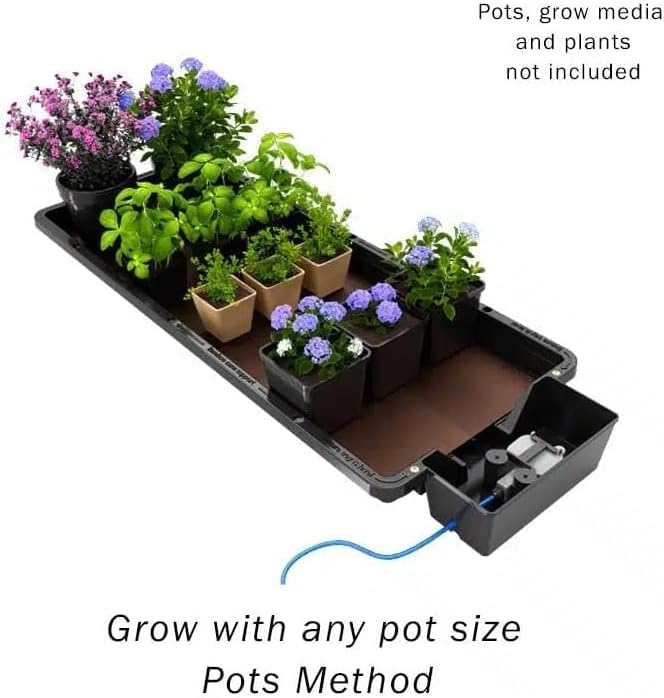 Happy Hydro Tray2Grow System - Standard Tray2Grow with 25 Gal FlexiTank - Self-Watering Gravity-Fed Hydroponic Indoor System Black