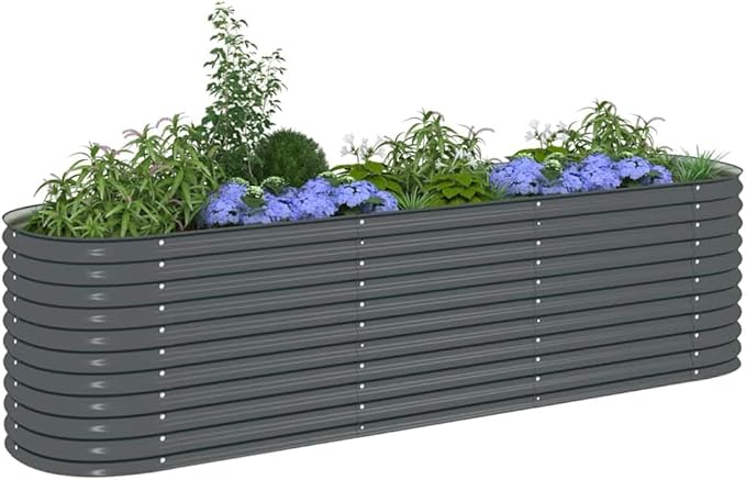 Garden Raised Bed Grey Galvanized Steel Planter Box 126.0 x 31.9 x 31.9 inch Large Outdoor Planters for Vegetables Herbs Flowers