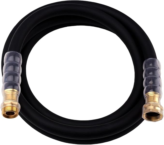 Heavy Duty Premium Garden Hose 10ft x 5/8 300PSI Working 1000PSI Burst Hybrid Rubber Water Hose with Transparent Swivel Handle - Hot/Cold Water - Five Layered Braiding with Brass fittings (Black)