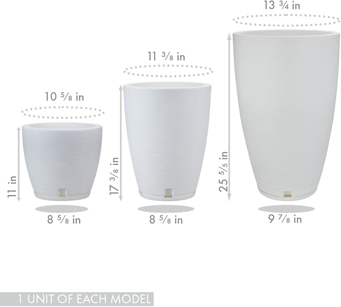 Floridis Planter Set of 3 Outdoor/Indoor Plastic Resin (White)