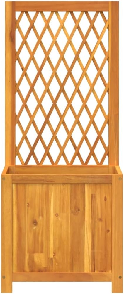 Garden Planter with Trellis Outdoor Raised Garden Bed Planter with Trellis Wooden Flower Standing Planter Box 21.7x11.6x52 Solid Wood Acacia-133