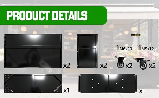Modern Metal Planter Box Large Rectangular Planter for Outdoor Plants - Heavy Duty Tall Planter Box with Lockable Wheels Outdoor Planter for Porch/Patio/Garden (Black 38x12x24.5)