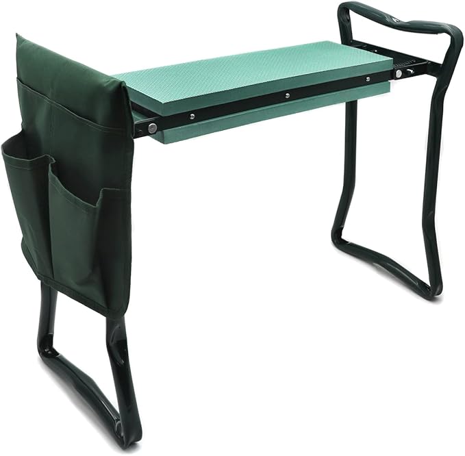 HTTMT- Garden Kneeler Benches Foldable Foam Seat w/EVA Folding Portable Bench Kneeling Pad and Tool Pouch Protection Body Knees Clothes from Dirt &amp Grass Stains [P/N: ET-TOOL039-GREEN]
