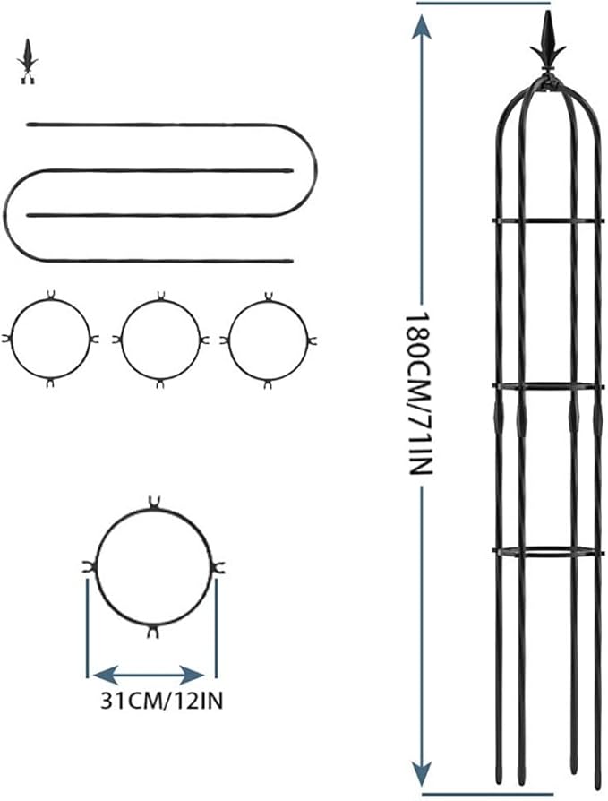 Stylish Garden Obelisk Trellis for Climbing Plants | Plant Support Cage for Vines Flowers Vegetables and Roses | Indoor/Outdoor Use | Easy Assembly (1 Pack) (Size : 12 Dia. x 71 H)