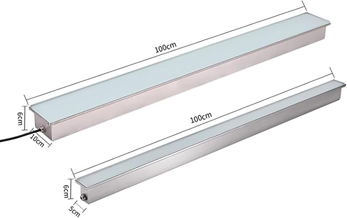 Ground LED Landscape Lights Outdoor Buried Lights - IP67 Waterproof Recessed Floor Spotlight DC 24V Low Voltage Long Strip Recessed Wall Lamp(White12W-100 * 5 * 6cm)