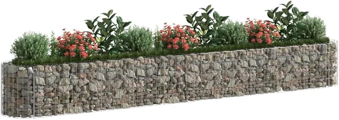 Gabion Raised Bed Galvanized Iron Gabion Cages Basket Garden Outdoor Flower Box Planter Plant Above Ground Garden Boxes 157.5x19.7x19.7-173