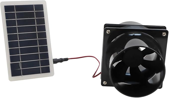 10W 12V Solar Exhaust Fan Kit With Round Duct And ABS Housing Solar Panel Powered Ventilation For RV Attic Greenhouse Boat(black)