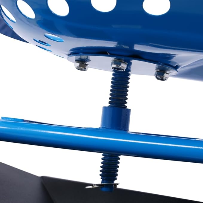 Ergonomic Rolling Garden Scooter with 360-Degree Swivel Seat Built-in Tool Tray and All-Terrain Wheels for Outdoor Use (Blue + Steel)