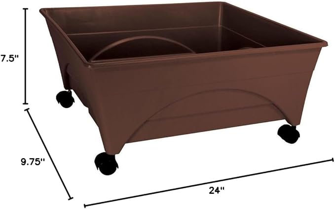 Emsco Group 2345 City Raised Bed Grow Box – Self Watering and Improved Aeration – Mobile Unit with Casters Picker Earth Brown