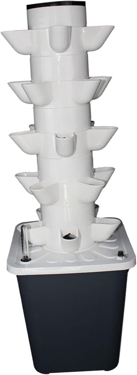 Hydroponic Grow Rack Hydroponic Grow System Tower Indoor Outdoor Home Plant Germination Kit Vertical Garden Planter Water Pump PVC Suitable for Yard S 25Holes