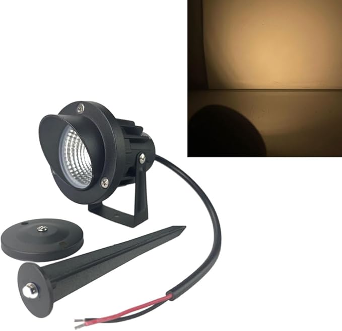 QUANS 6 Pack 12W Warm White Low Voltage Outdoor Landscape Spotlight LED Light Wall Mount Fixture Waterproof Stake Spike Stand for Pathway Lawn Garden Yard Tree Lighting 12V 24V 60V DC AC No Plug