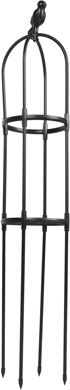 TOYANDONA Plant Trellis Climbing Vine Support Outdoor Indoor Garden Flower Climbing Frame Black Metal 25cm Diameter 120cm Height for Potted Plants and Vines