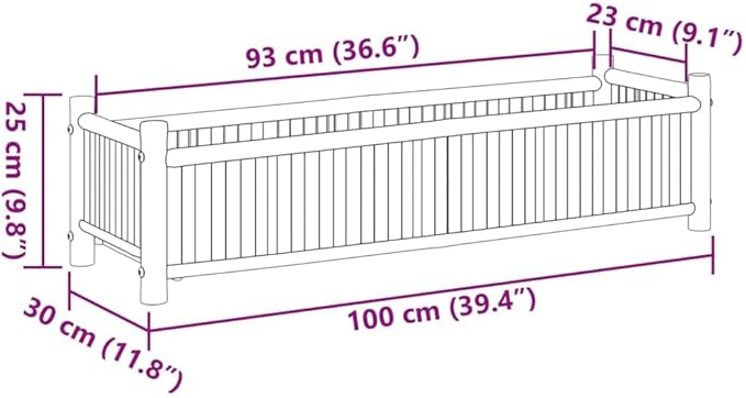 Large Natural Bamboo Planter Rectangular Outdoor Garden Bed for Flowers &amp Plants 39.4 Long Patio Container