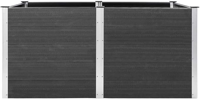 Large Grey Wood Plastic Composite Raised Garden Bed Rectangular Outdoor Planter Box for Patio Balcony Durable Gardening Solution