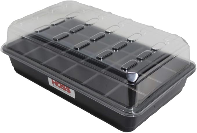 Hoss 24-Cell Seed Starting Tray | Sturdy and Built to Last | Includes Bottom Tray and Humidity Dome