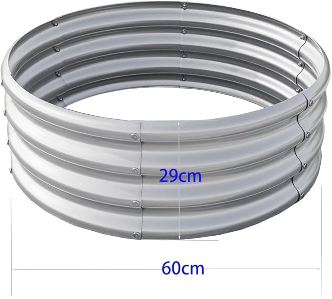 Galvanized Steel Fire Ring Round Metal Garden Planter Silver Raised Bed 24-Inch Diameter