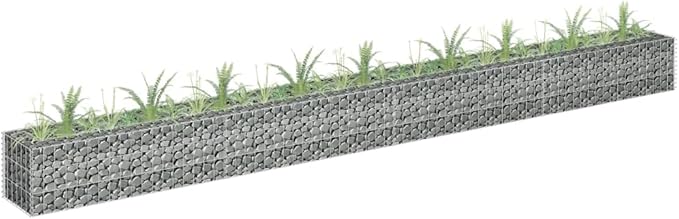 Galvanized Steel Gabion Raised Bed Gabion Planter Steel Fencing Wire Patio Flower Plant Bed Basket Stone Ideal for Garden and Patio 141.7x11.8x11.8-207