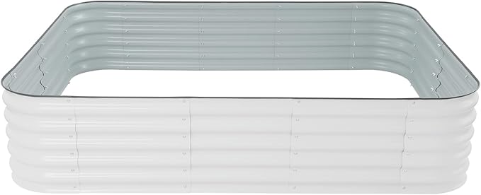 White Raised Garden Bed Kit 112” 14-in-1Metal Planter Box Aluminum-Zinc Plated Steel Planter Box for Outdoor Plants Vegetables Flowers &amp Herbs (Large)