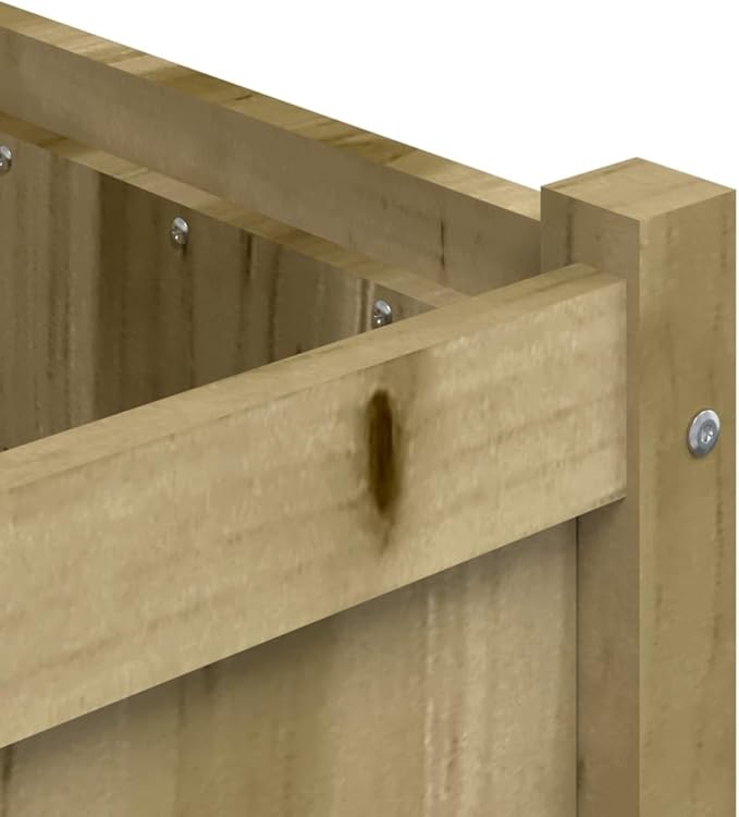 Large Garden Planter Natural Pine Treated Solid Wood 35.4x35.4x27.6 inch Durable Outdoor Raised Garden Bed for Flowers Herbs Vegetables