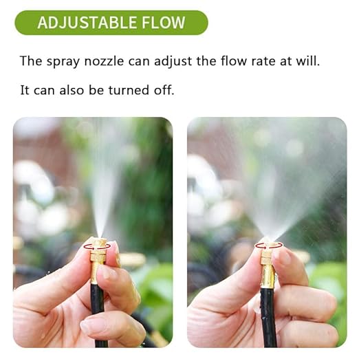 Garden Watering System Greenhouse Mist Drip Irrigation Kit65Ft Hanging Plant Watering System with 20 Three-Way Atomizing Nozzle and 12mm IrrigationTubing Hose Gold