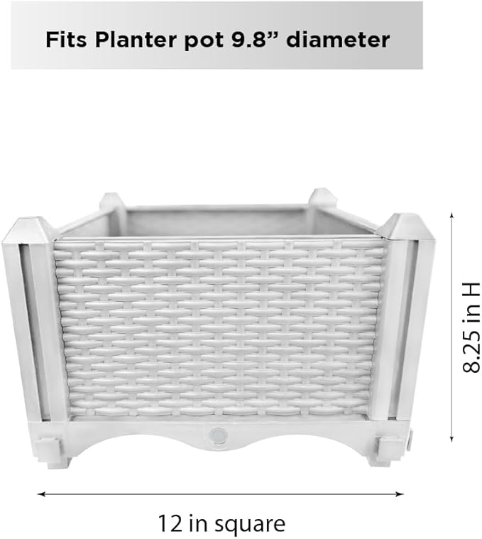 Trenton Gifts Set of 2. Raised Planter Box. White. Great for outdoor Plants &amp Flowers