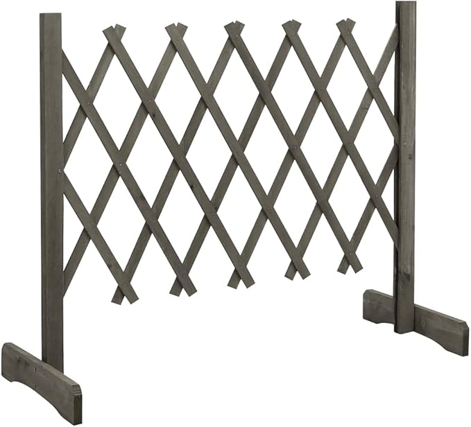 Expandable Garden Fence Panel 47.2x23.6 Solid Fir Privacy Screen Lattice for Dogs Outdoor Yard Patio Animal Barrier Easy Assembly Gray
