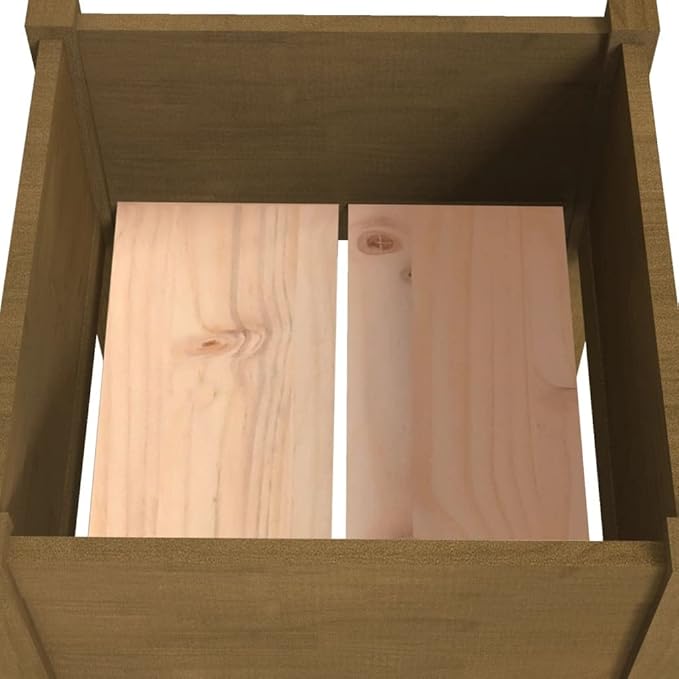 Honey Brown Solid Pinewood Planter Set of 2 Square 19.7x19.7x27.6 Inch Outdoor Indoor Garden Raised Bed for Patio Balcony Plants