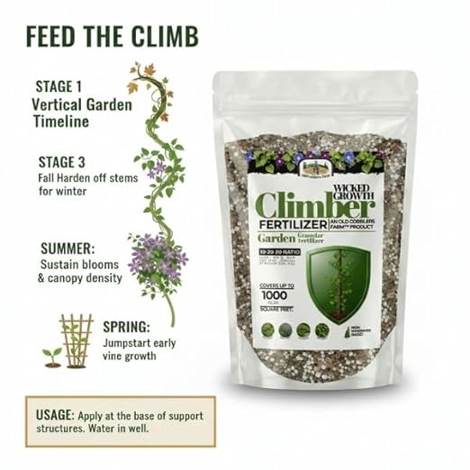 Old Cobblers Farm™ Wicked Growth Climbers &amp Vines Fertilizer – Helps Fast-Growing Vines and Climbers Reach New Heights with Colorful Blooms (5 lbs | 10 lbs | 15 lbs | 20 lbs) (20 lbs)