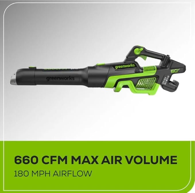 Greenworks Pro 60-Volt Max Lithium Ion 660-CFM 180-MPH Brushless Cordless Electric Leaf Blower Battery and Charger Not Included Black