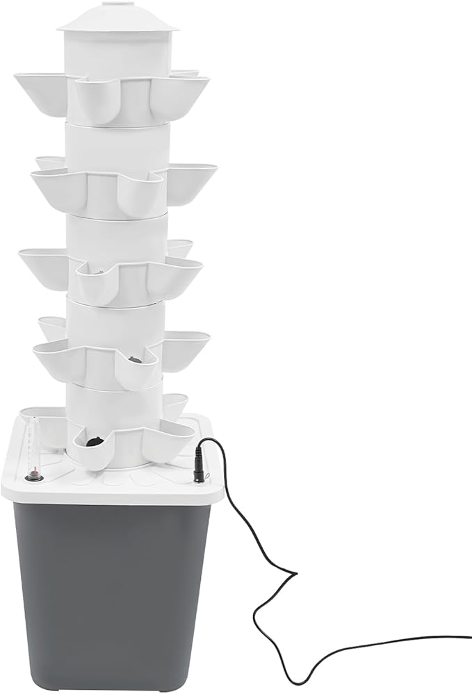 Hydroponic Growing System(No Seedlings Included) 25-Pod Hydroponic System12V 3W Outdoor Indoor Vertical Garden Home Gardening System for Indoor Herbs and Vegetables (Grey)