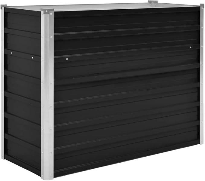 Galvanized Steel Garden Raised Bed – Anthracite Metal Outdoor Planter Box for Vegetables Herbs &amp Flowers - Large 39.4x15.7x30.3